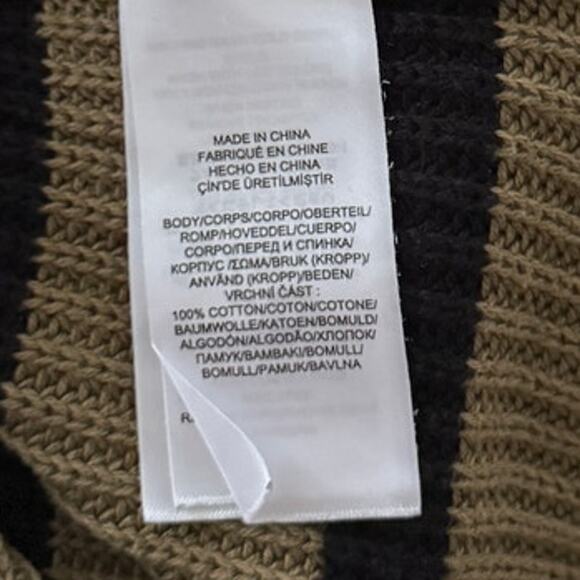 LAUREN RALPH LAUREN 100% Cotton Stripe Grommet Lace Short Slv Sweater Preppy M - Picture 4 of 5